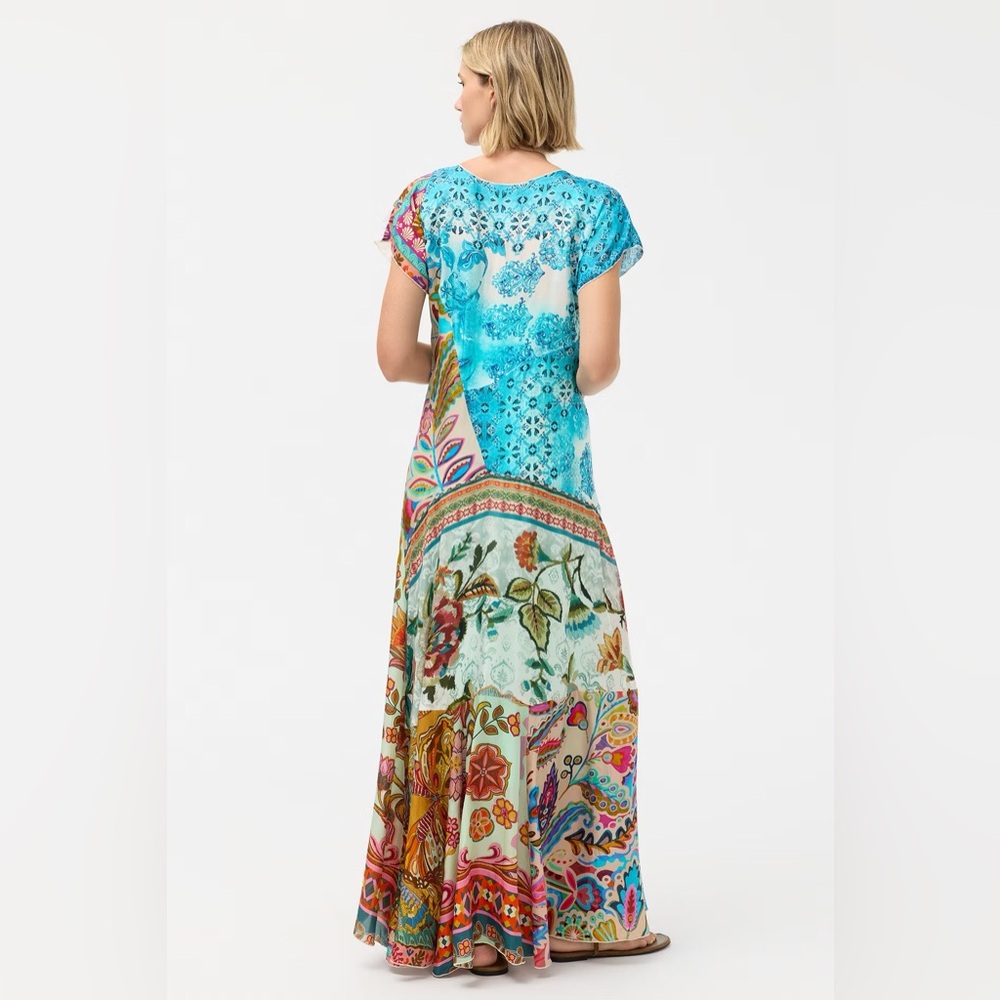 NWT Johnny Was Floral Patchwork Maxi Dress in Turquoise, Pink & Gold - Picture 3 of 3